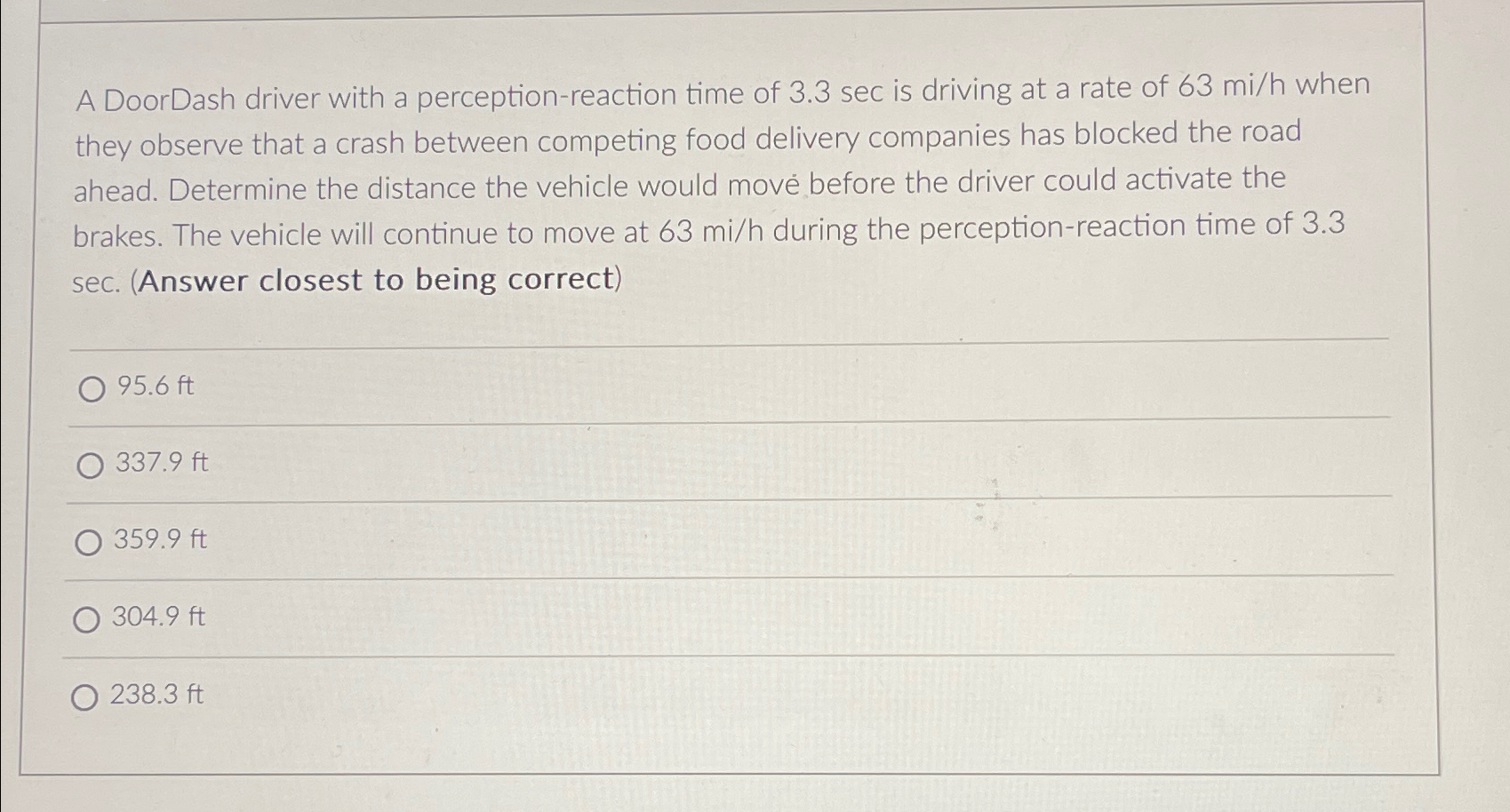 A DoorDash driver with a perception - reaction