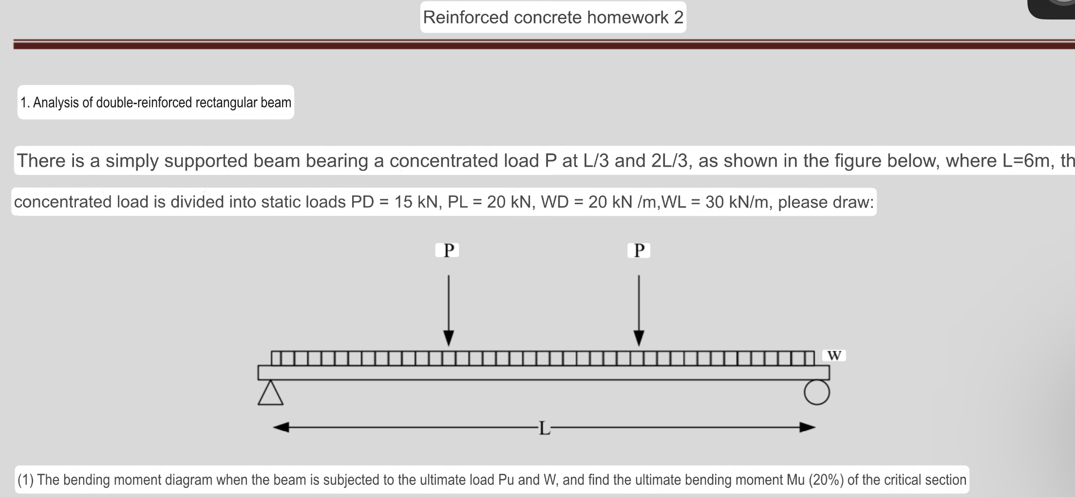 Analysis of double - reinforced rectangular beam