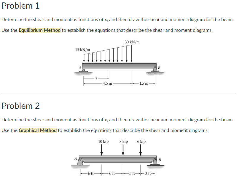 Problem 1 Determine the shear and moment as