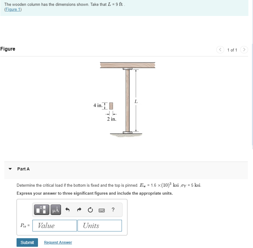 ( Figure 1 ) Figure Part A Determine the critical