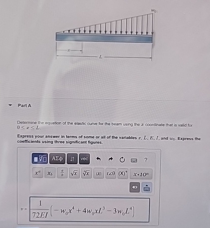 PartA Determine the equation of the elastic curve