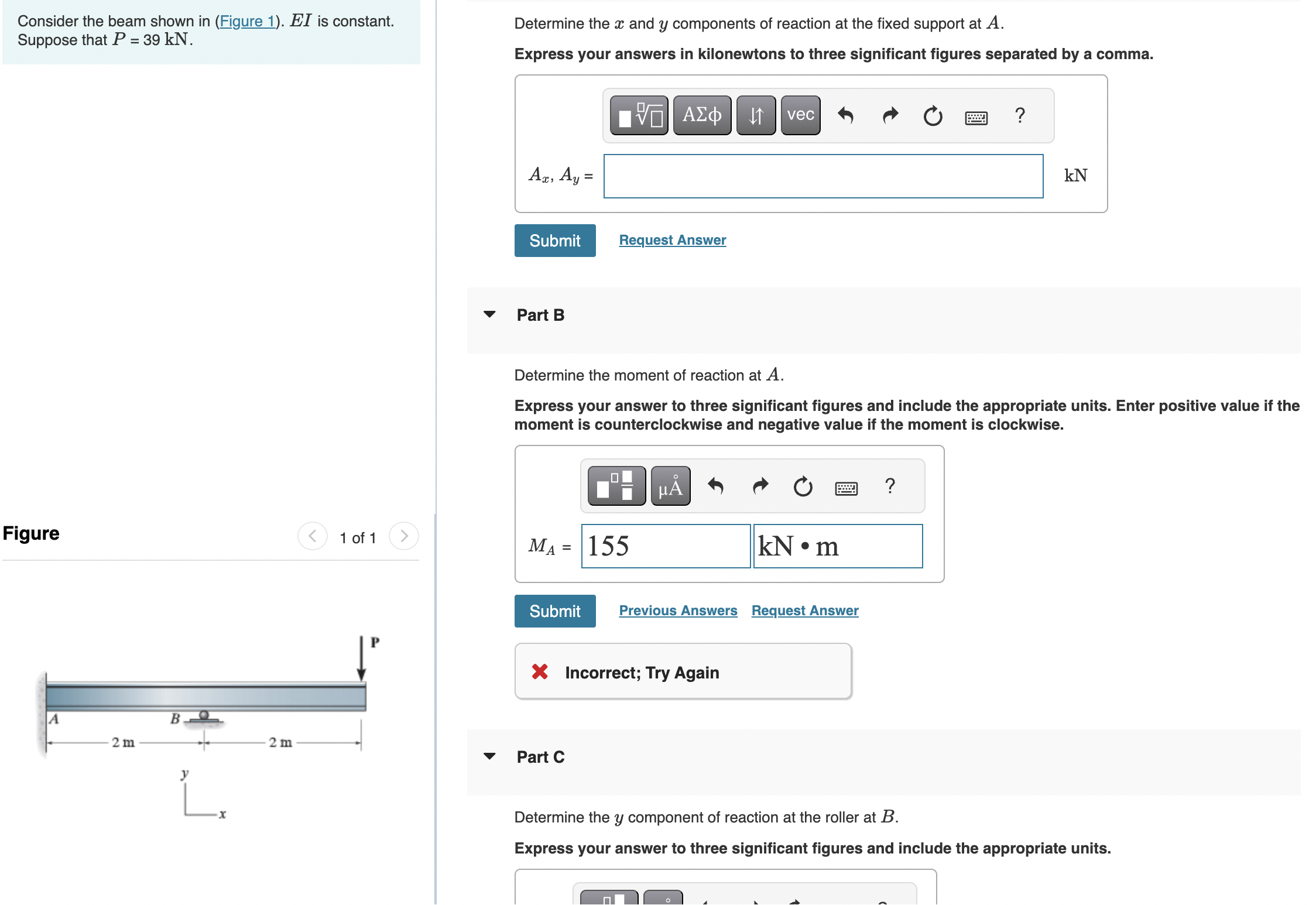 Consider the beam shown in ( Figure 1 ) . E I is