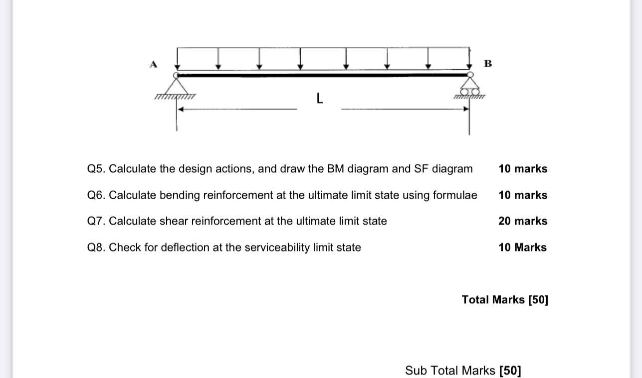 Q 5 . Calculate the design actions, and draw the