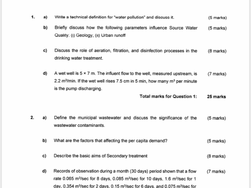 a ) Write a technical definition for "water