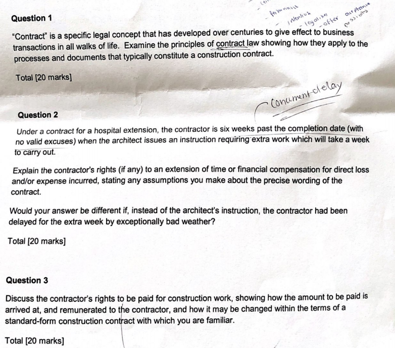 Question 2 Under a contract for a hospital