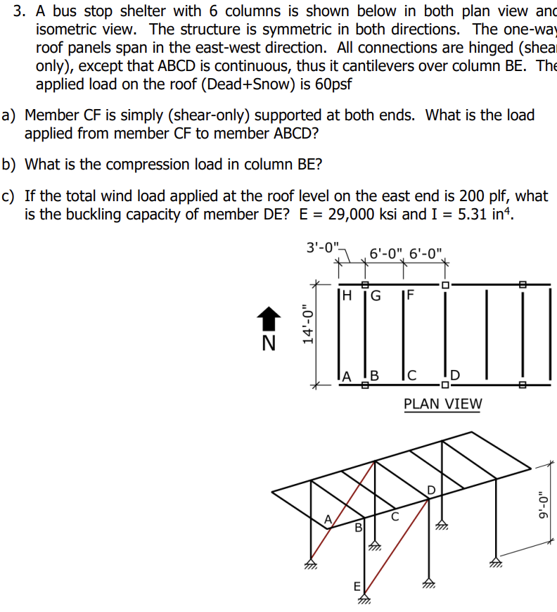 See below a ) 2 5 2 0 lb b ) 3 . 9 4 kip c ) Pcr