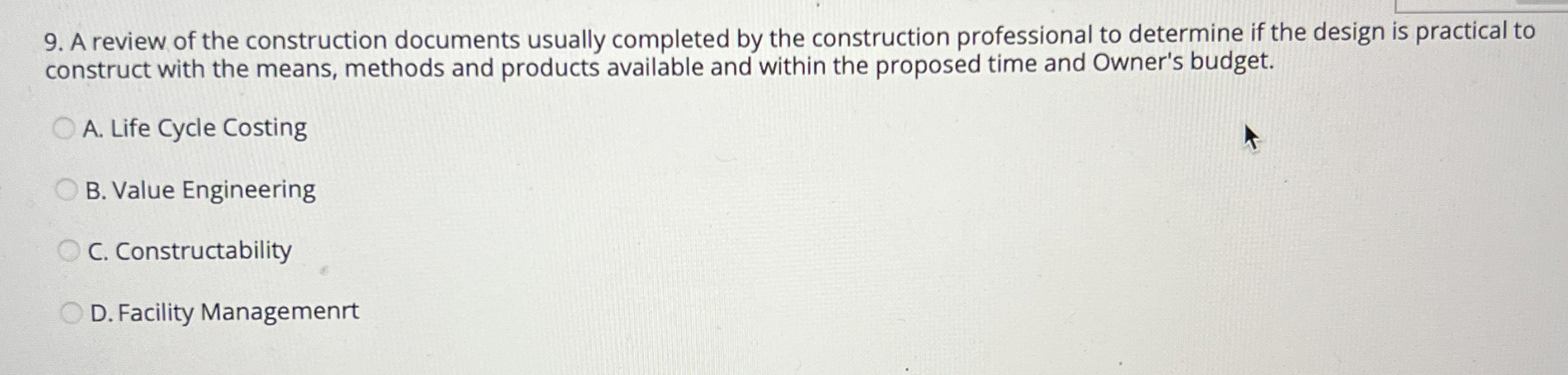 A review of the construction documents usually