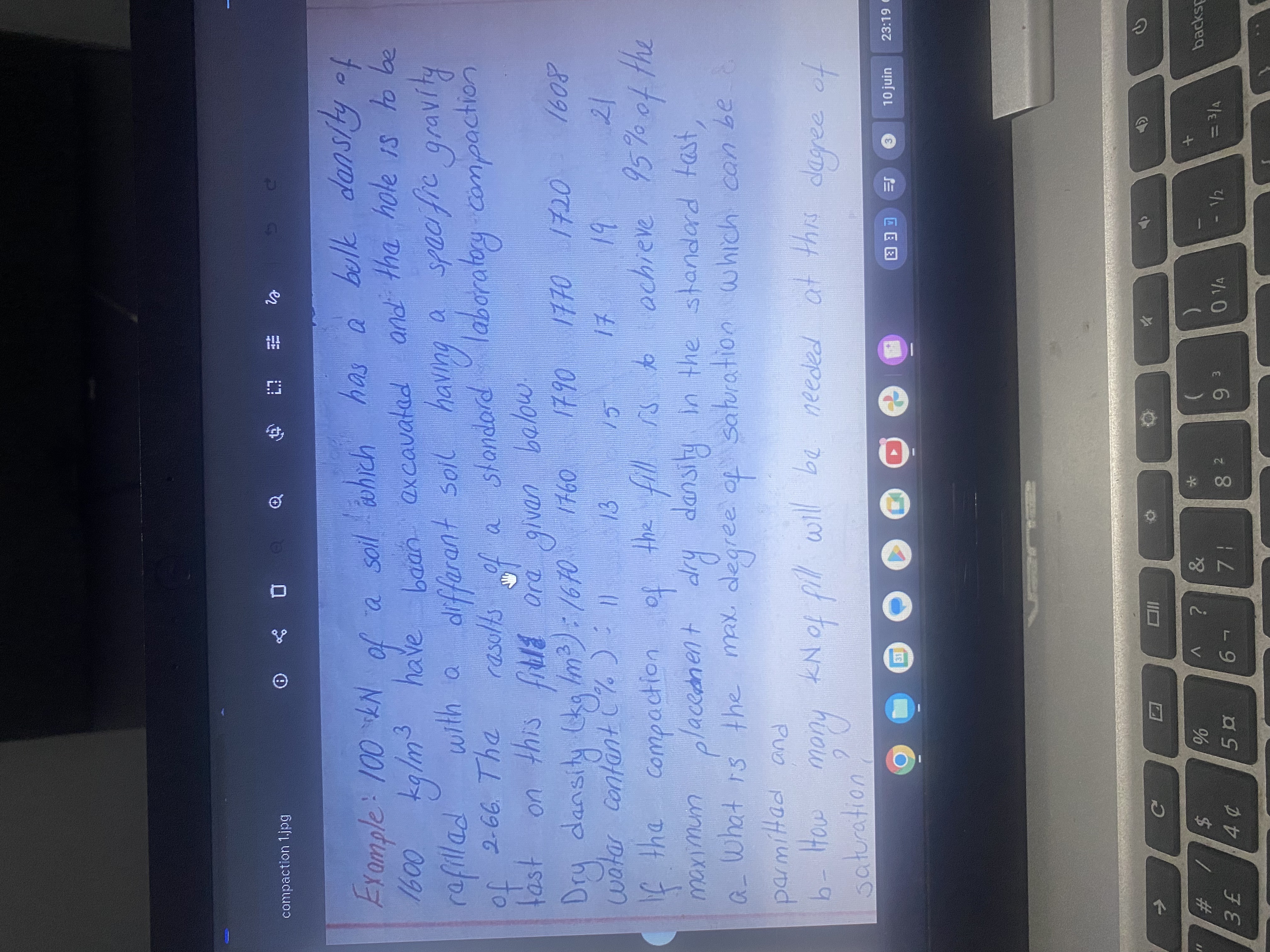 Example: 1 0 0 k N of a soil which has a bulk