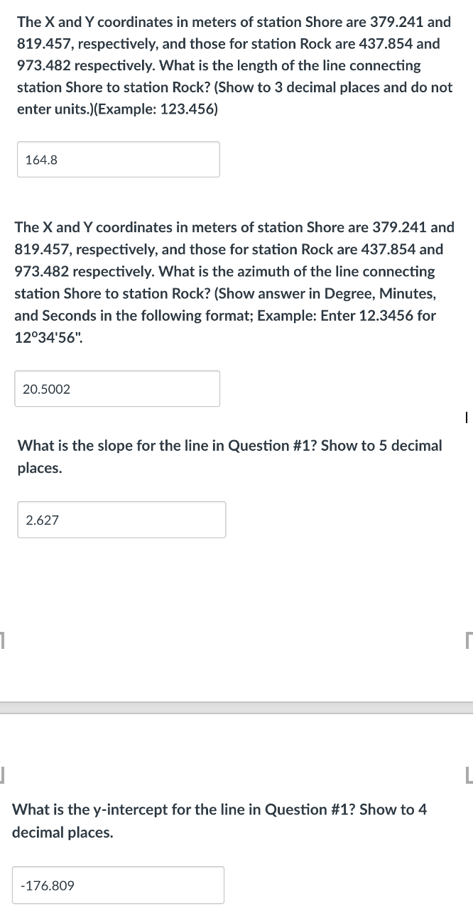 The x and Y coordinates in meters of station