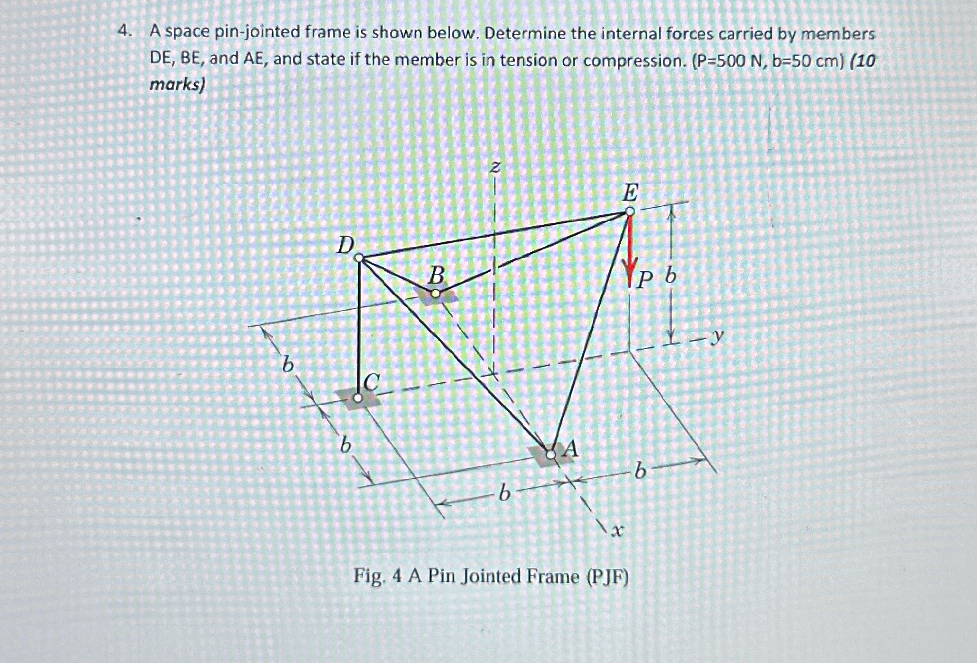 A space pin - jointed frame is shown below.