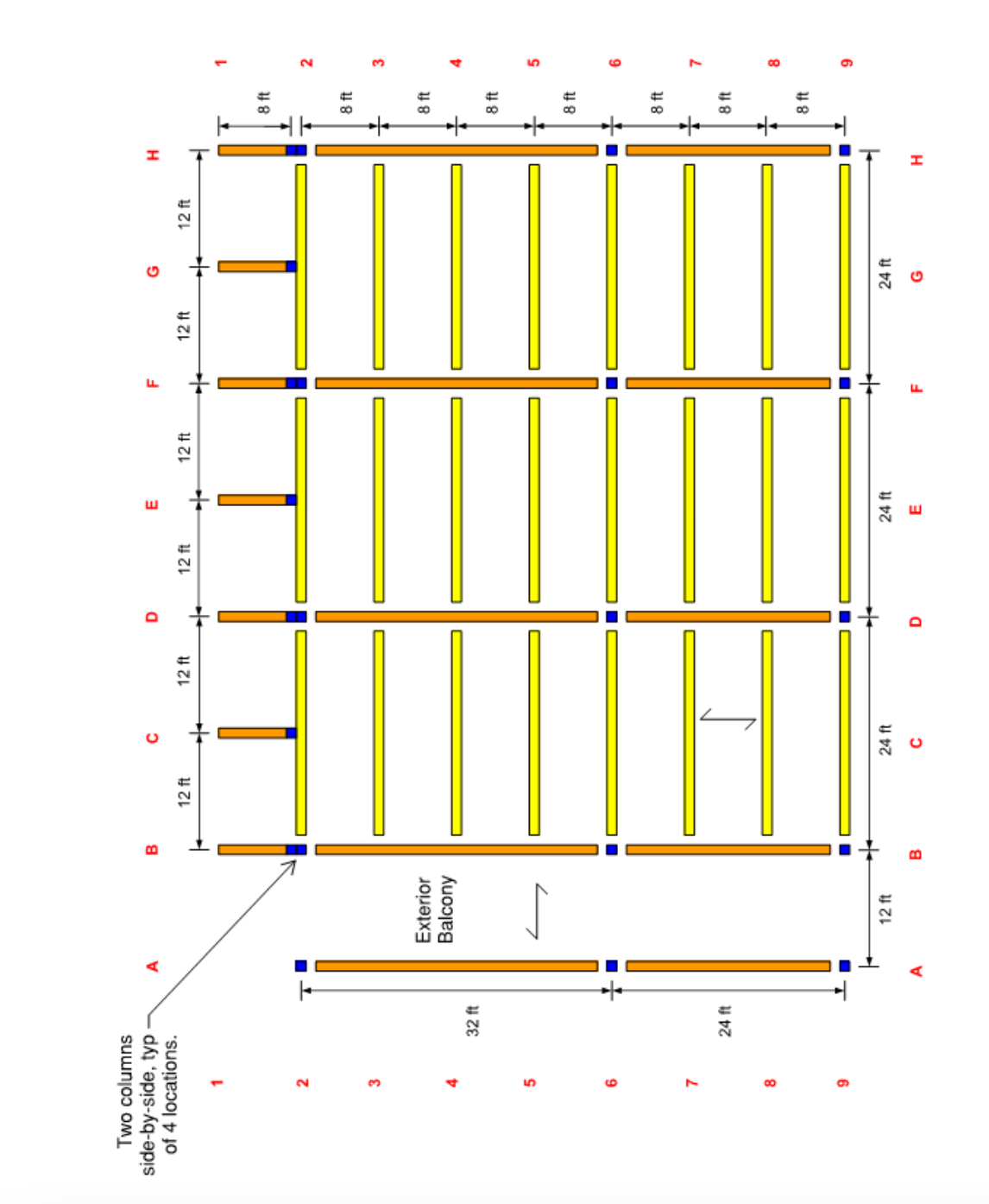 The factored compressive load ( Pu ) on Column F