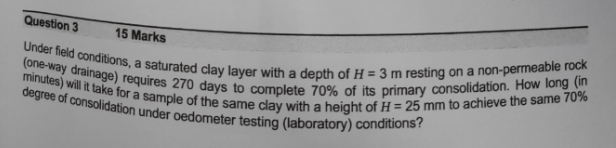 Under field conditions, a saturated clay layer