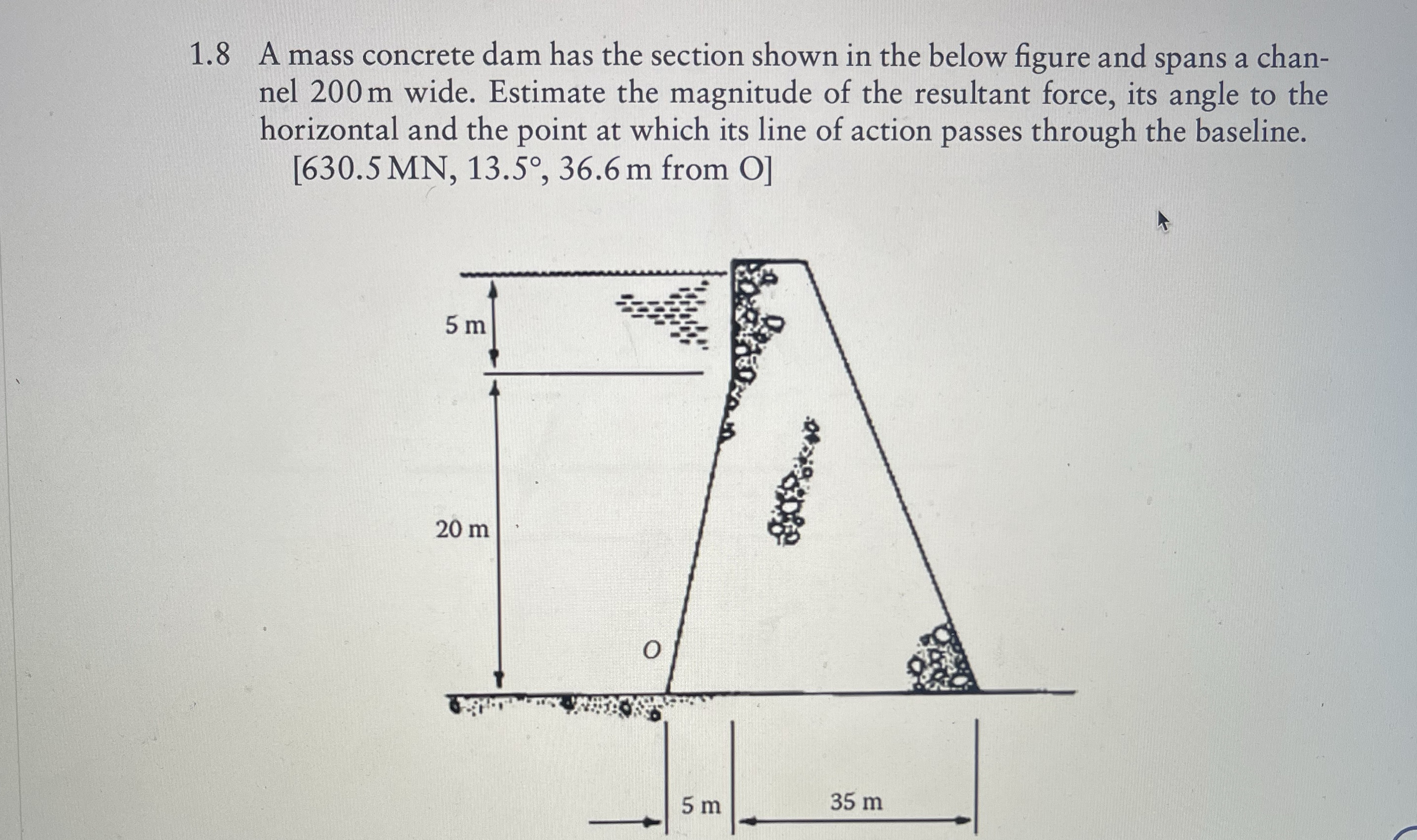 1 . 8 A mass concrete dam has the section shown