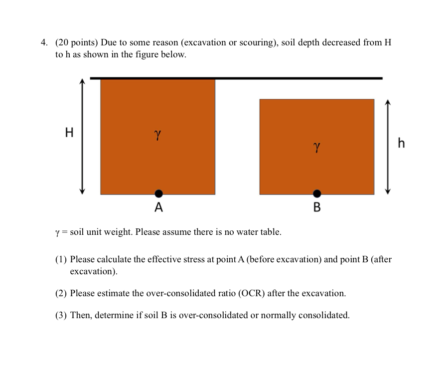 ( 2 0 points ) Due to some reason ( excavation or