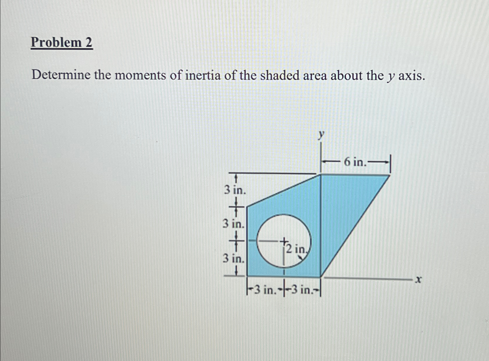 Problem 2 Determine the moments of inertia of the