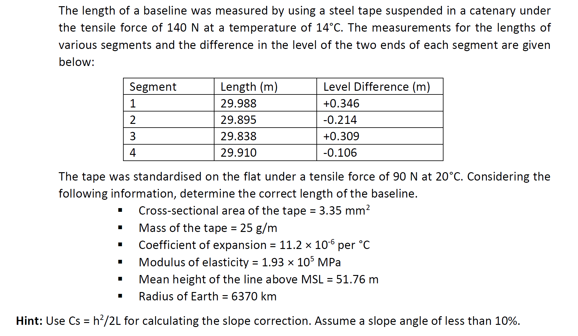 The length of a baseline was measured by using a