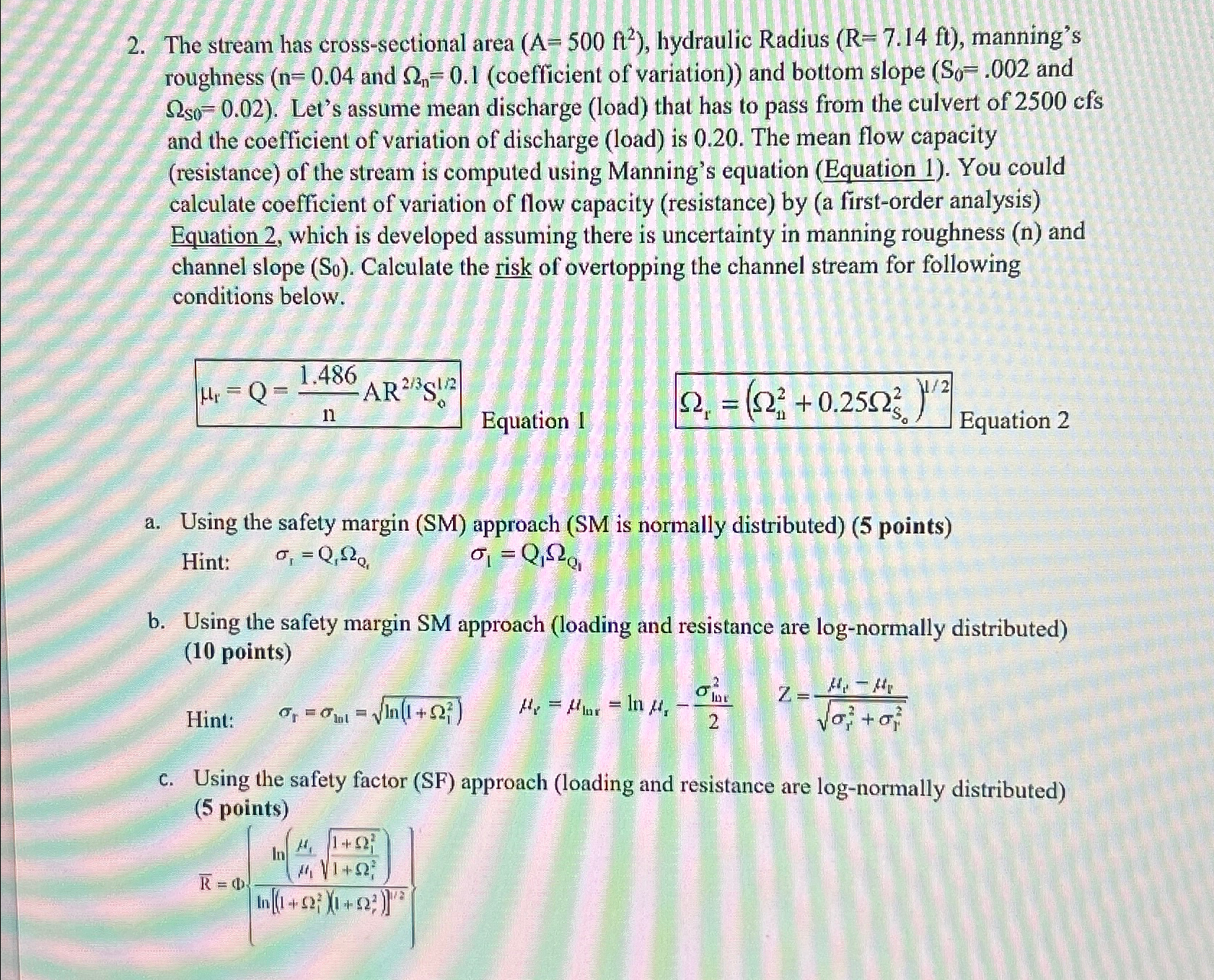 The stream has cross - sectional area