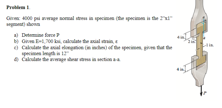 Problem 1 . Given: 4 0 0 0 psi average normal