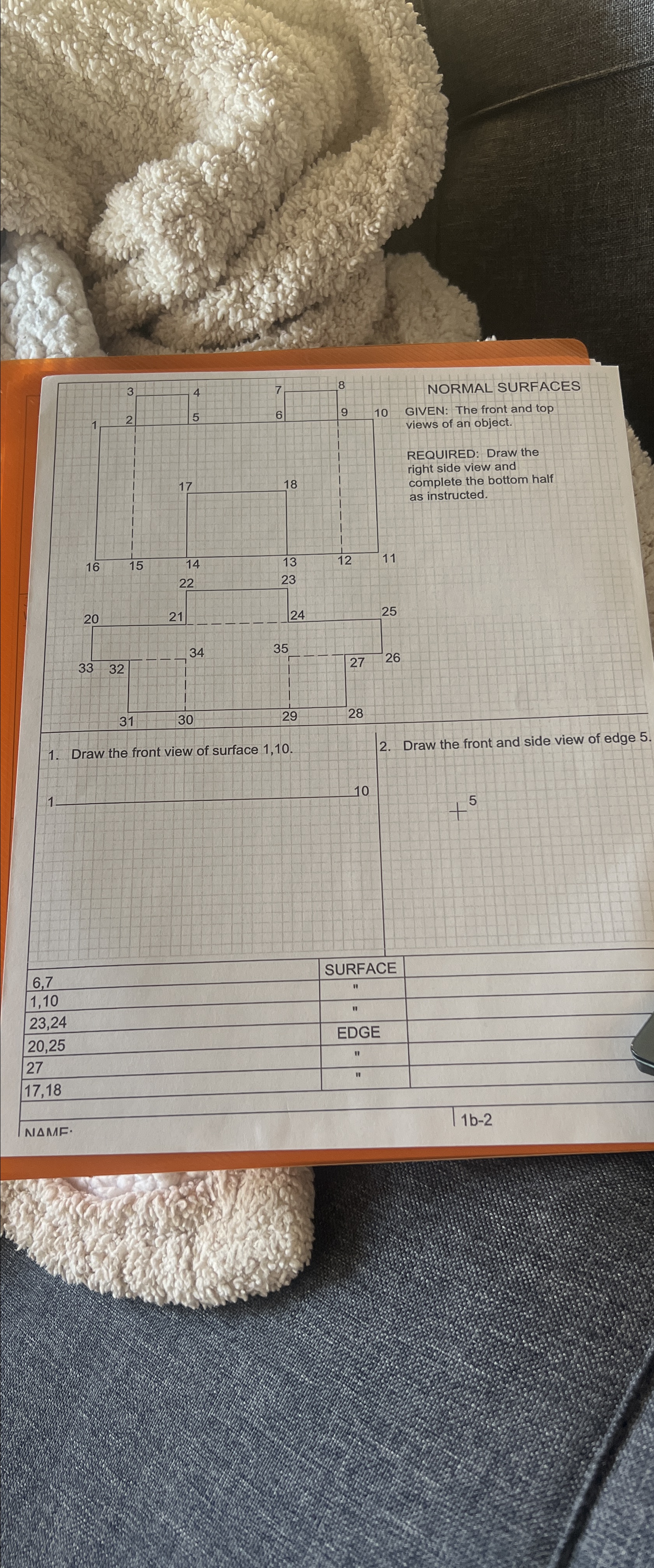 NORMAL SURFACES GIVEN: The front and top views of
