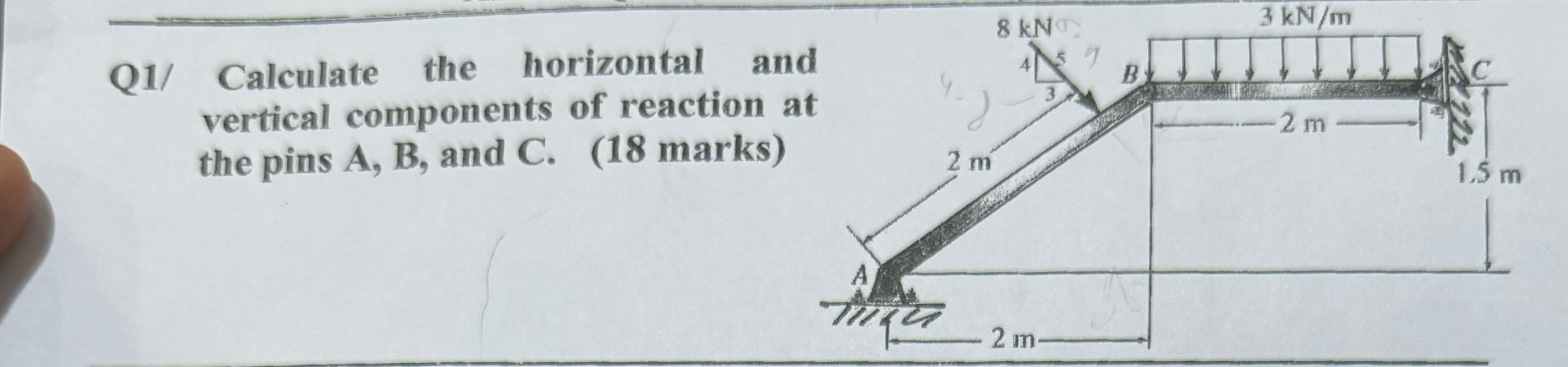 Q 1 / Calculate the horizontal and vertical