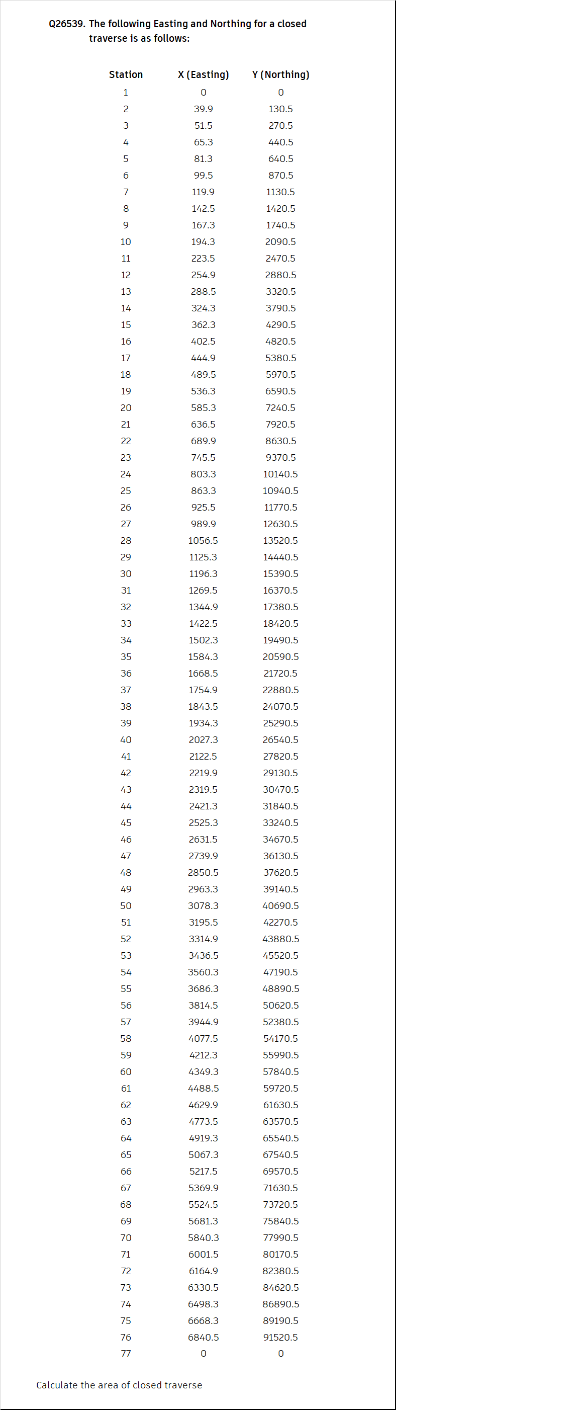 Advance MathQ 2 6 5 3 9 . The following Easting