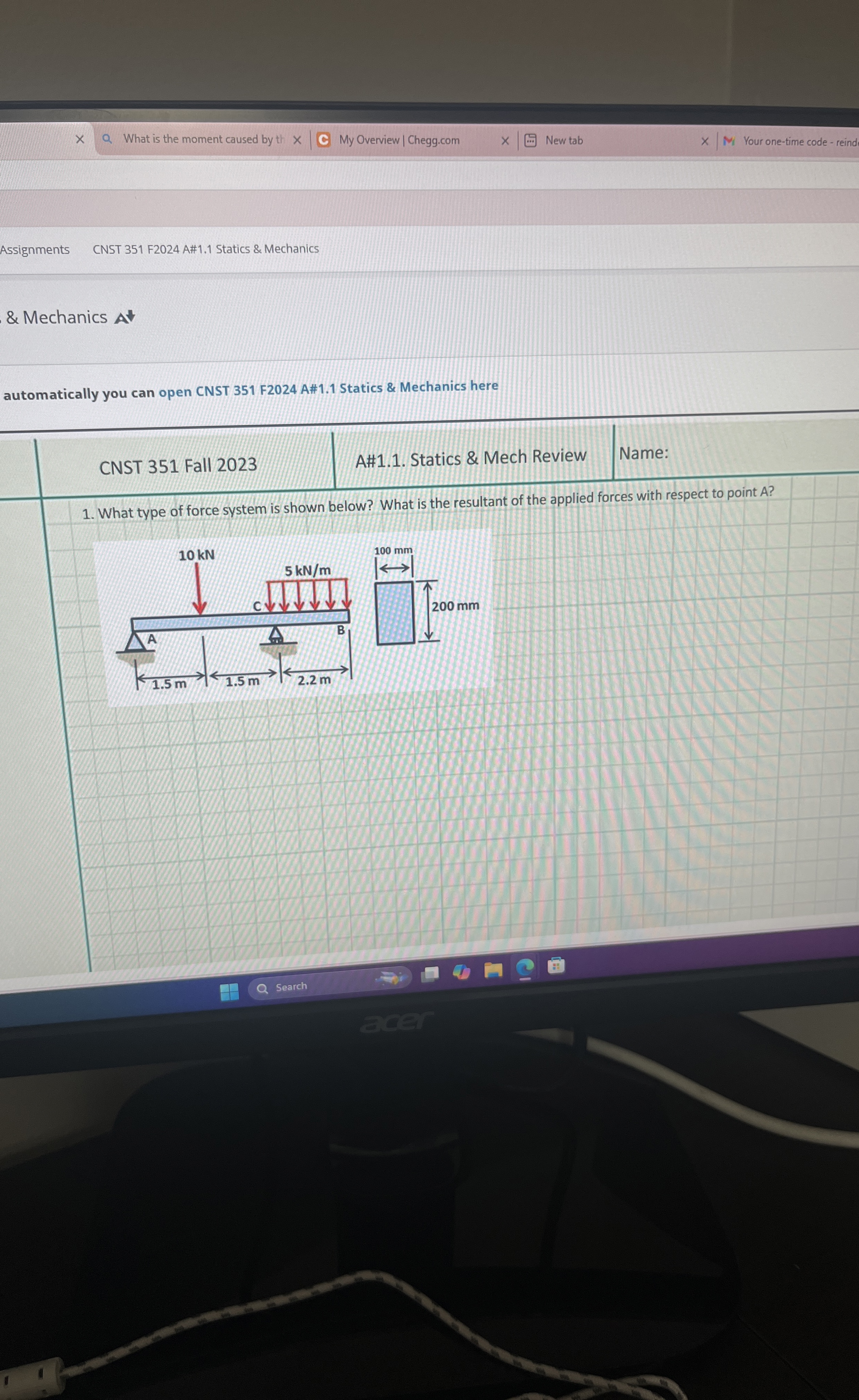 What type of force system is shown below? What is