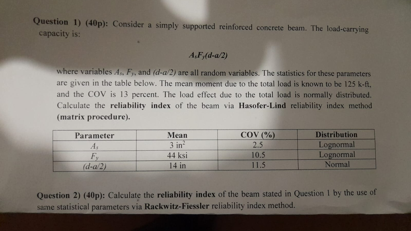 Question 1 ) ( 4 0 p ) : Consider a simply