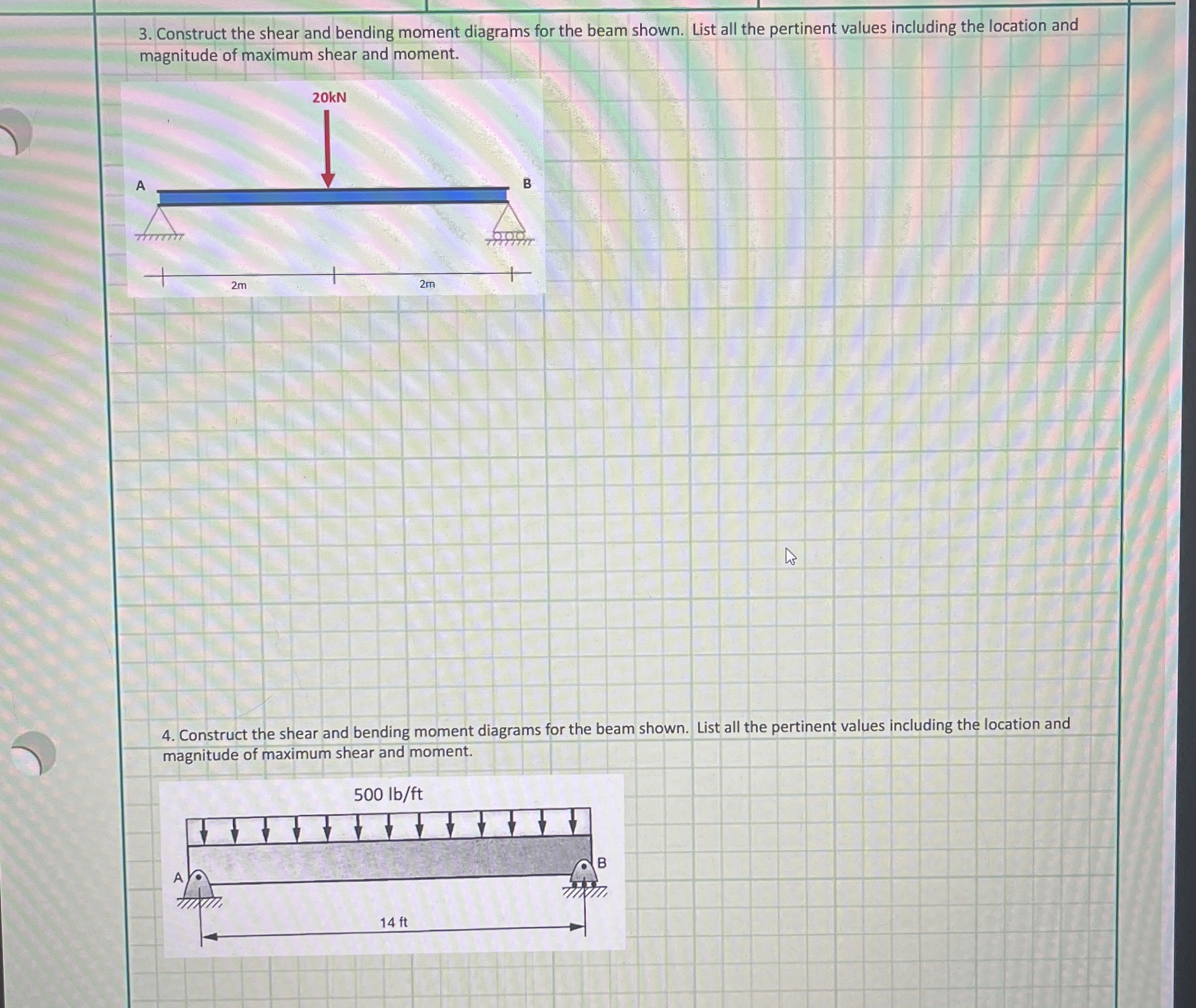 3 . Construct the shear and bending moment