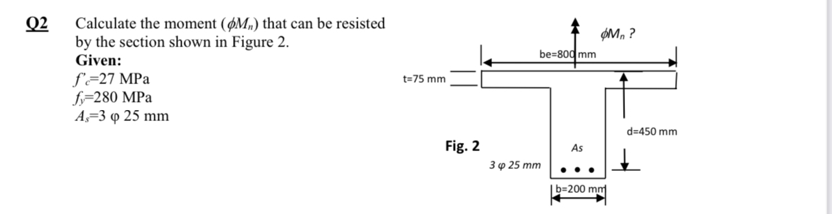 Q 2 Calculate the moment ( M n ) that can be