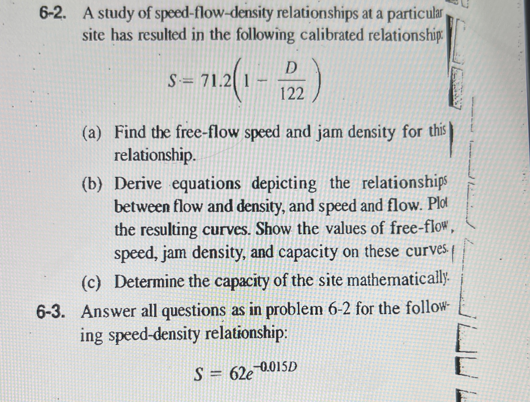 6 - 2 . A study of speed - flow - density