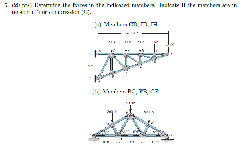 5 . \ ( ( 2 0 \ mathrm { pts } ) \ ) Determine