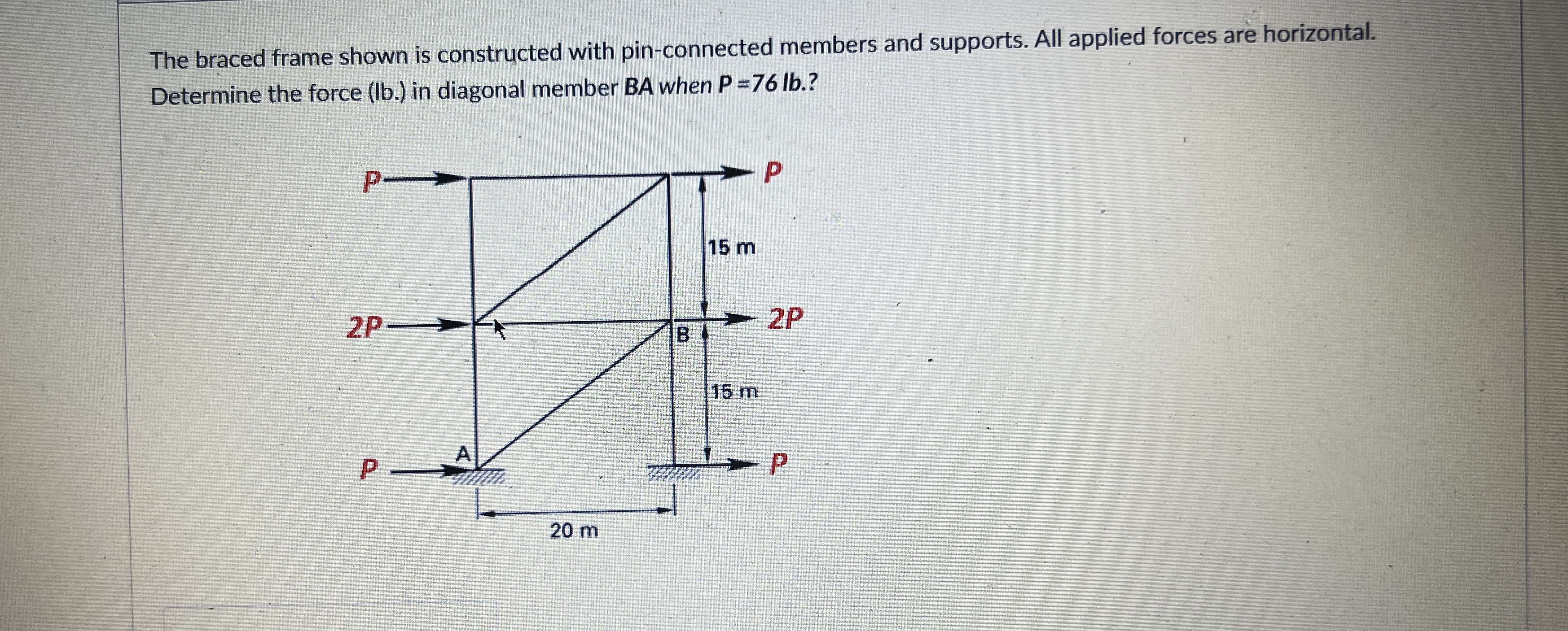 The braced frame shown is constructed with pin -