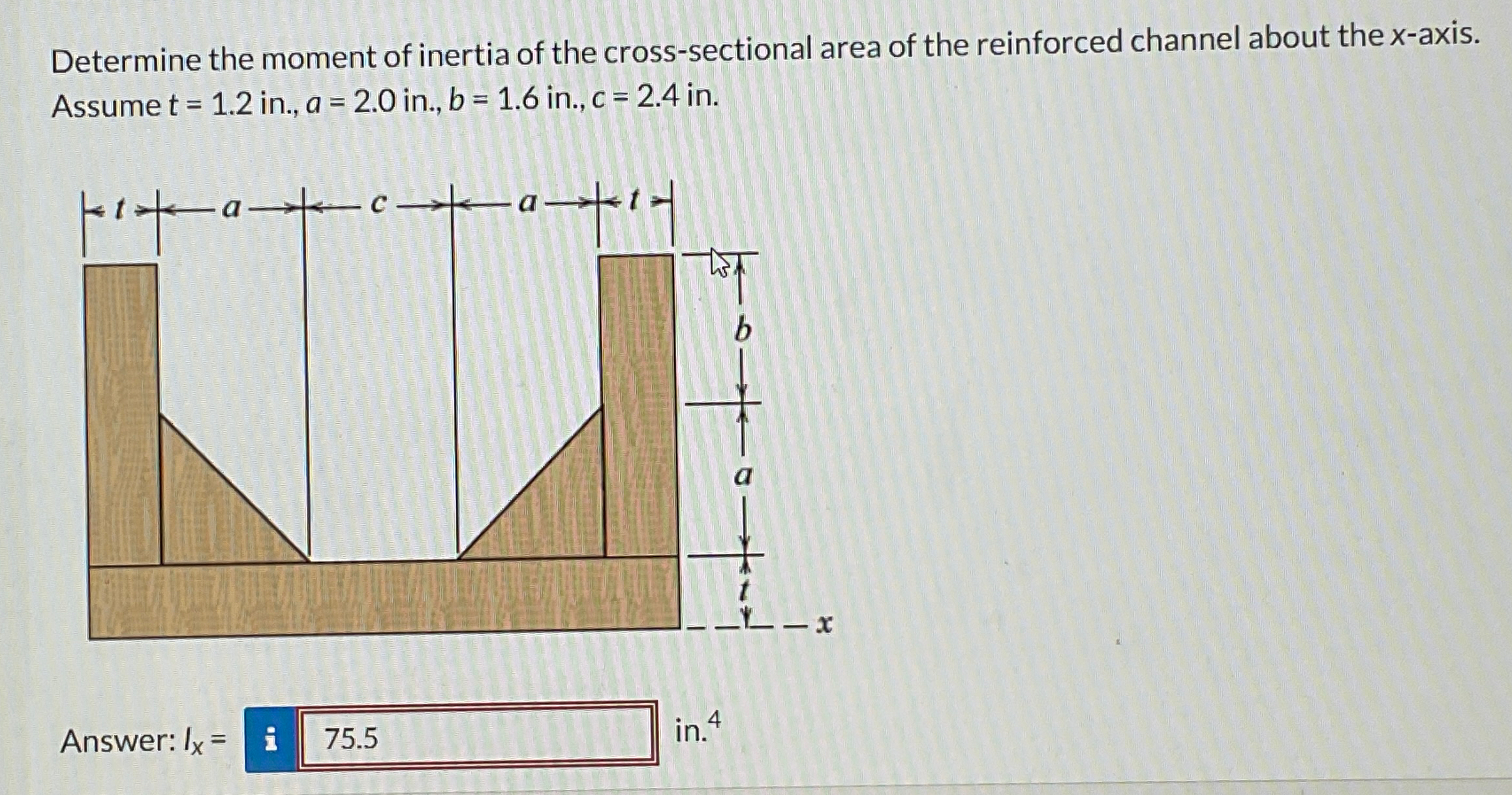 Determine the moment of inertia of the cross -