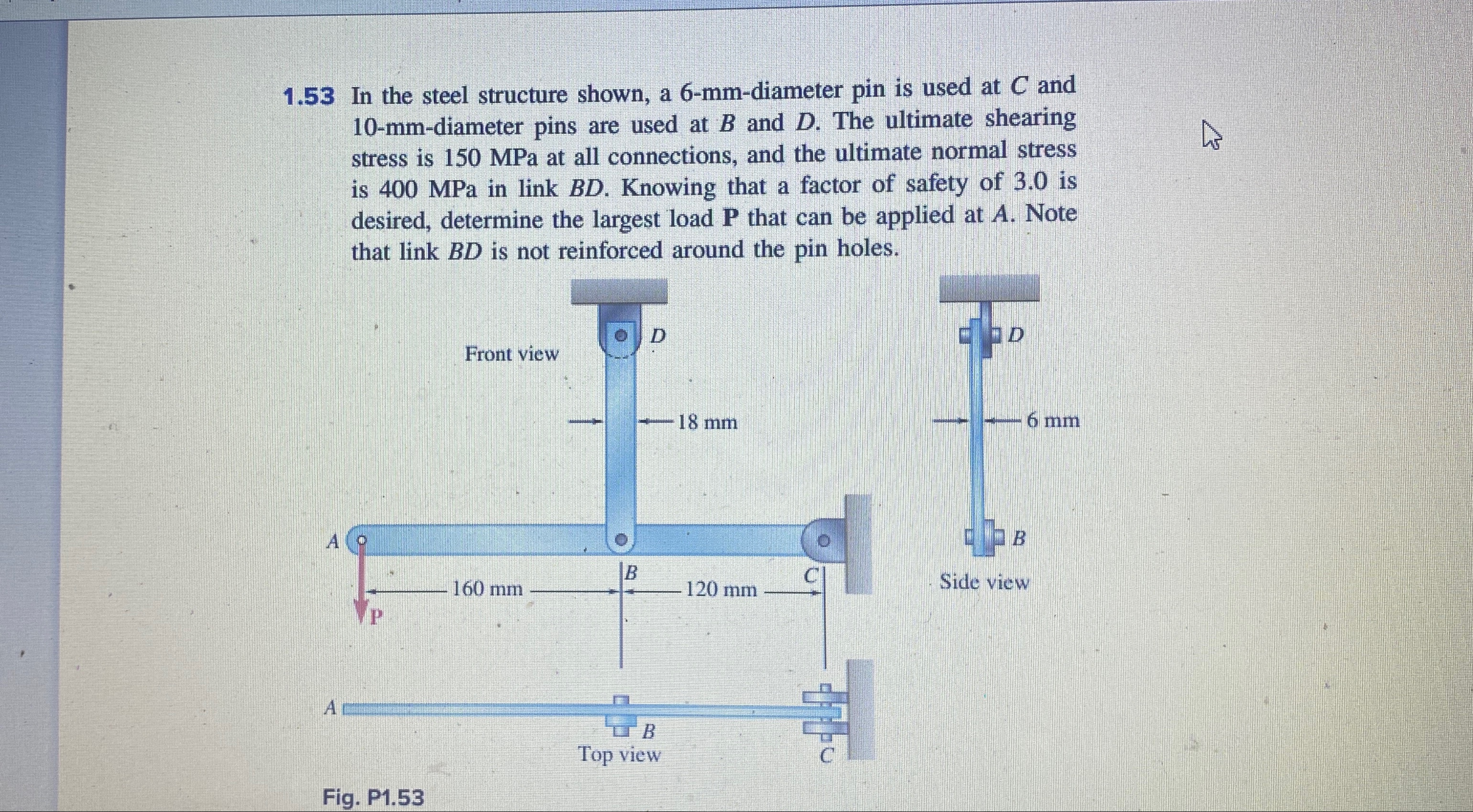 1 . 5 3 In the steel structure shown, a 6 - mm -