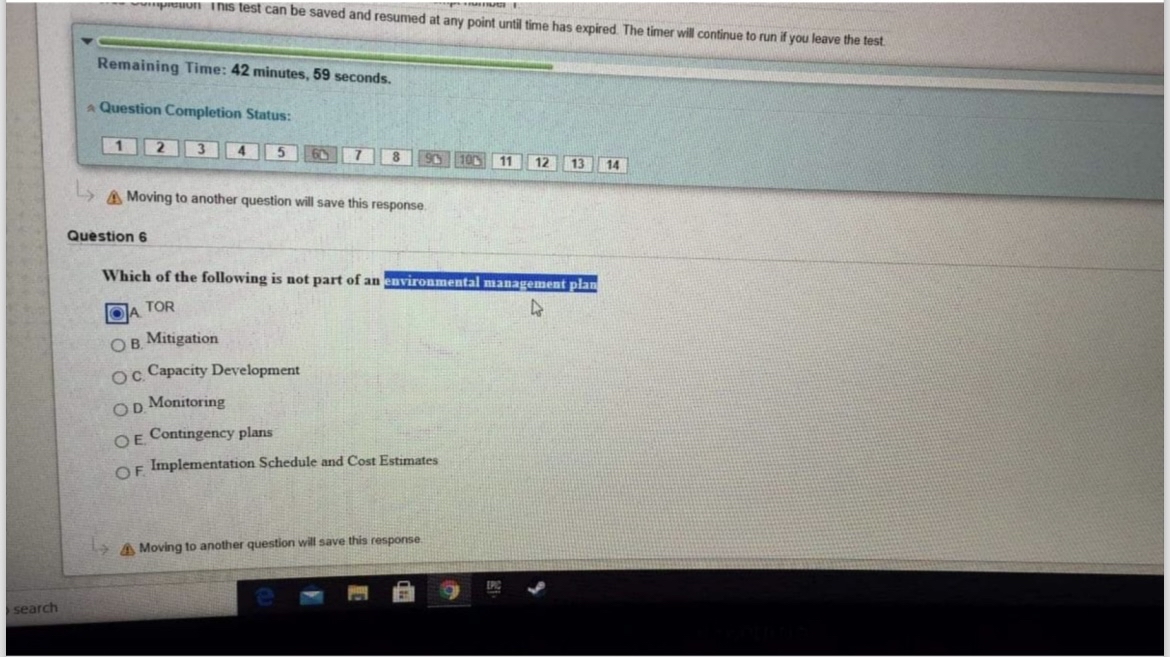 Ints test can be saved and resumed at any point