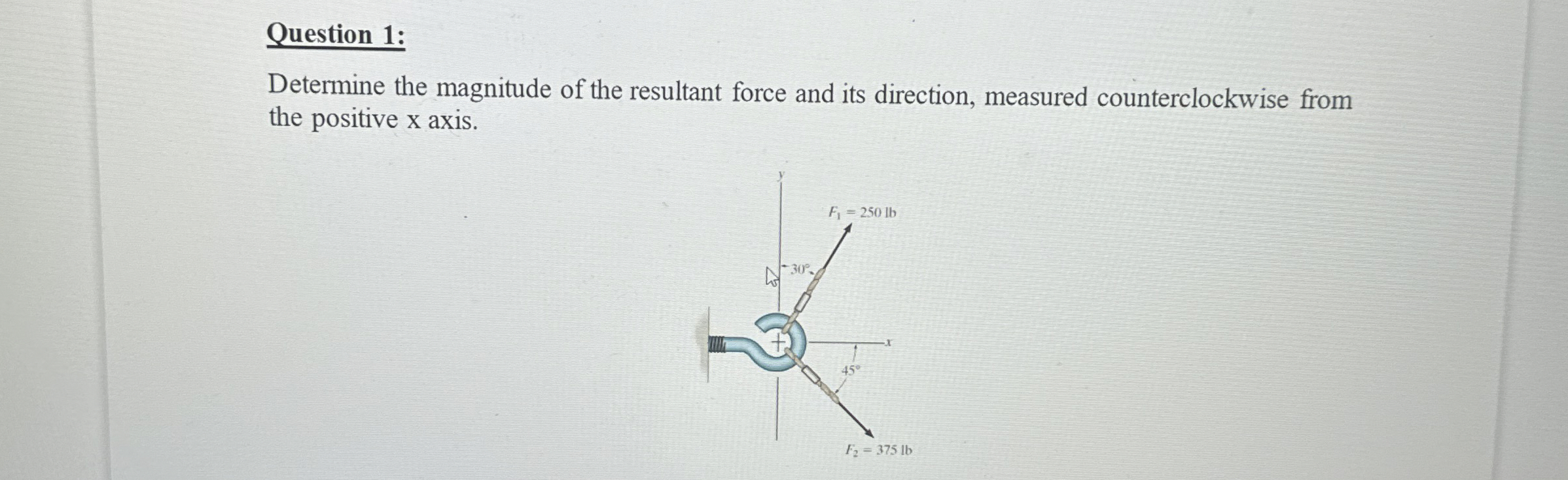 Question 1 : Determine the magnitude of the