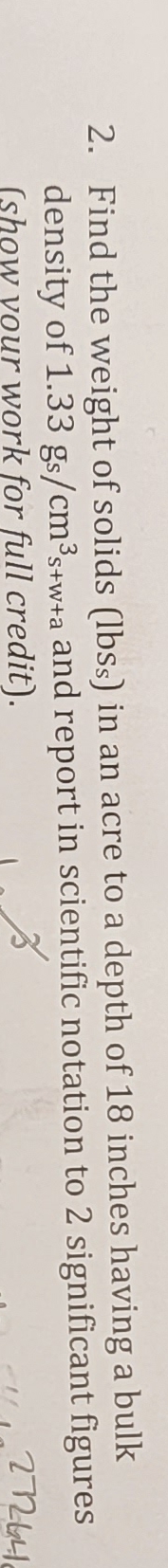 Find the weight of solids ( ( : l b s s } in an