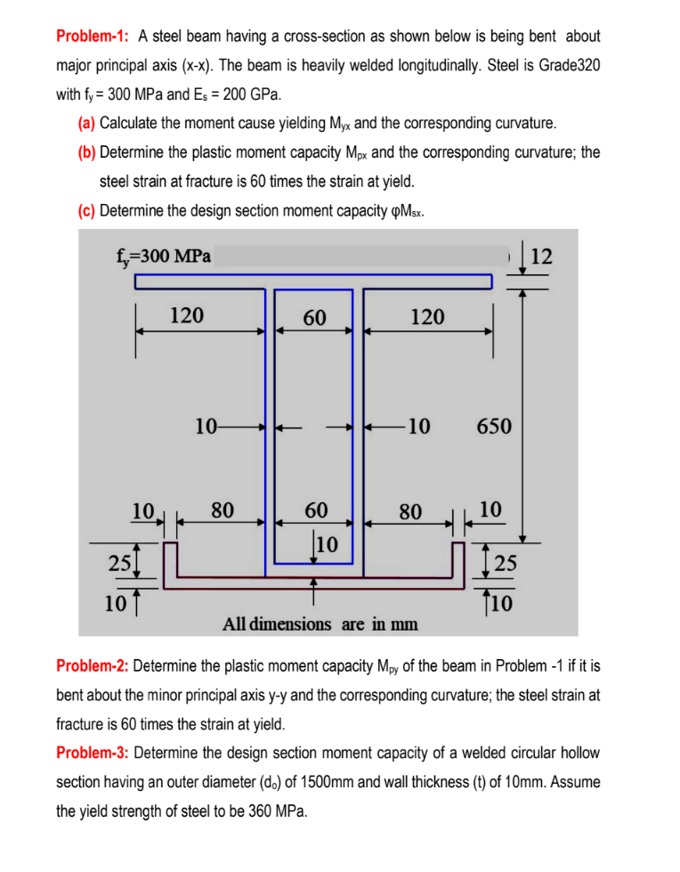 Problem - 1 : A steel beam having a cross -
