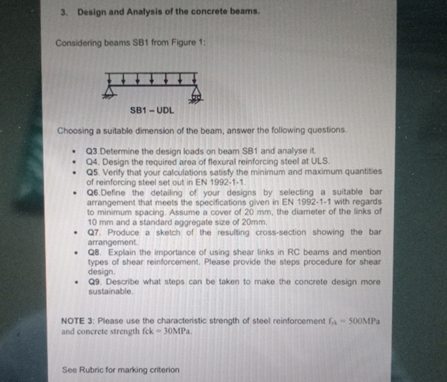 Design and Analysis of the concrete beams.