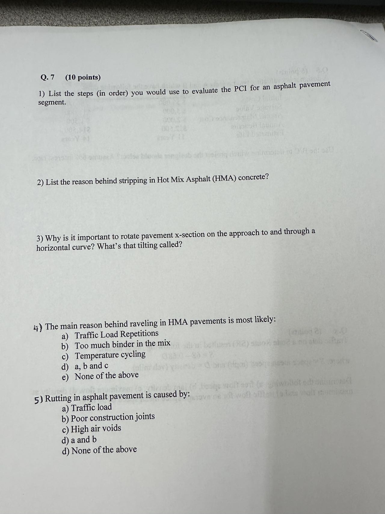 Q . 7 ( 1 0 points ) List the steps ( in order )