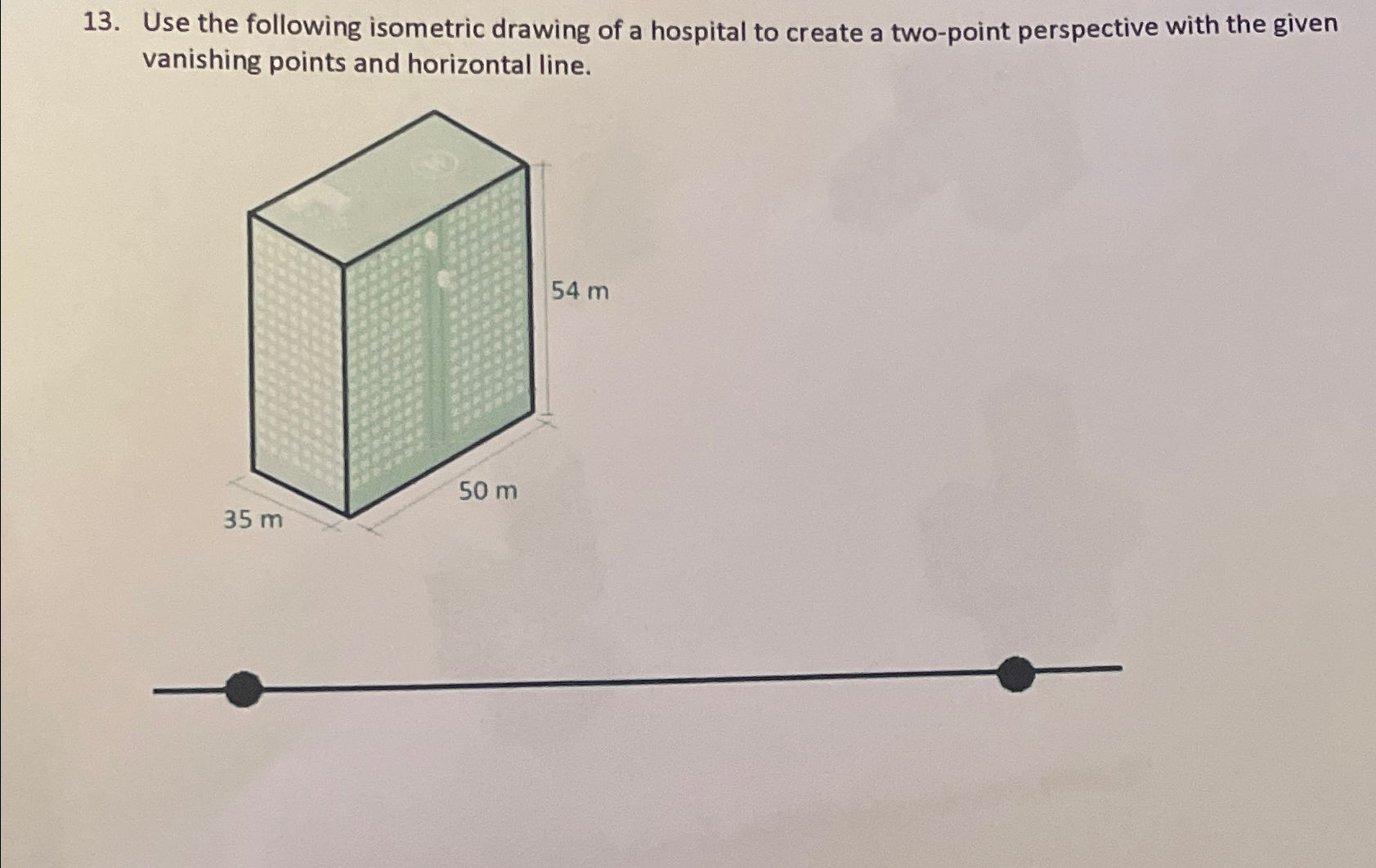 Use the following isometric drawing of a hospital
