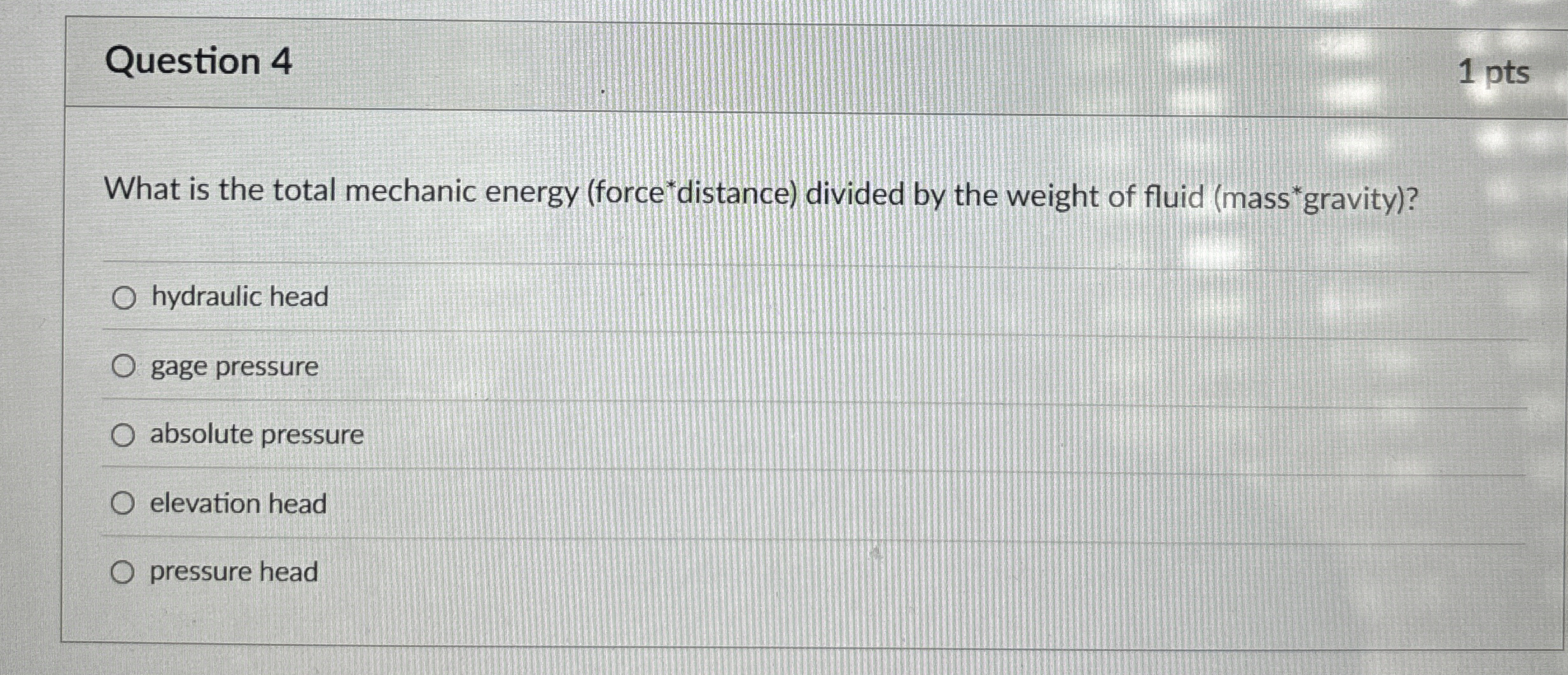 Question 4 What is the total mechanic energy (