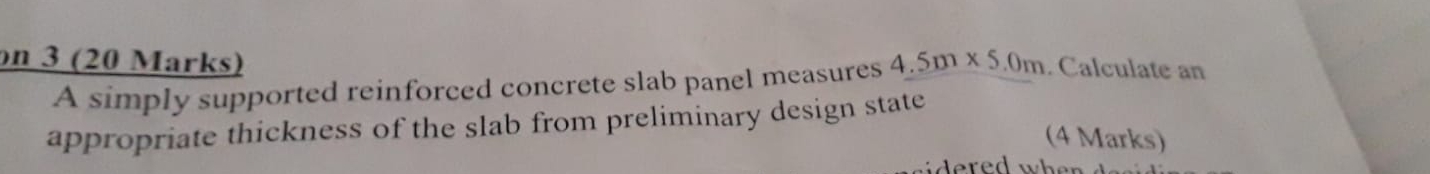 A simply supported reinforced concrete slab panel