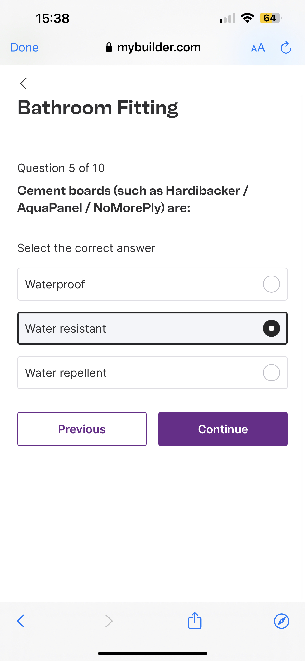 1 5 : 3 8 6 4 Done mybuilder.com AA Bathroom