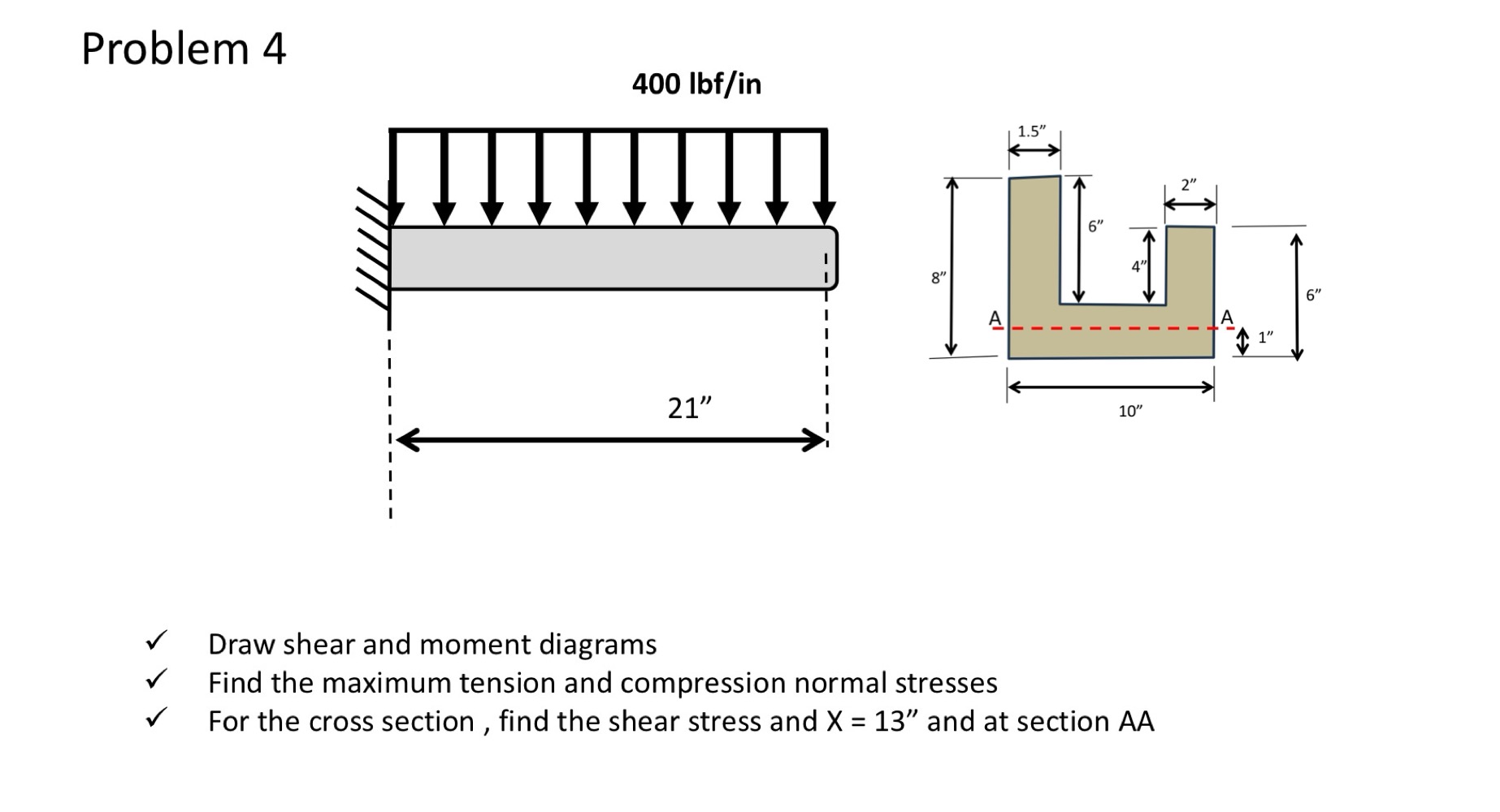 Problem 4 Draw shear and moment diagrams , Find