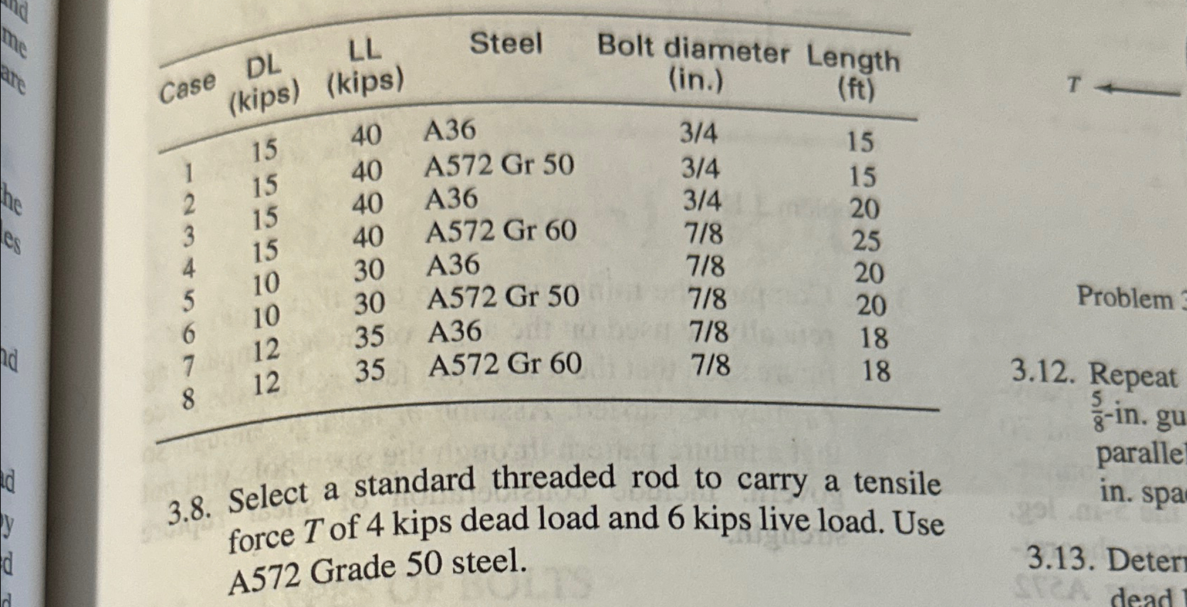 Please solve 3 . 8 , not sure if the table above