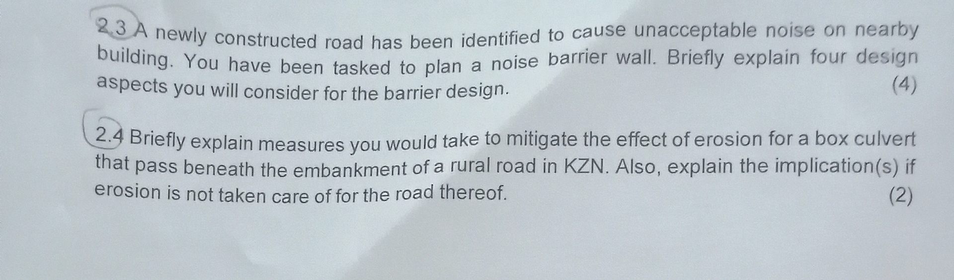 2 . 3 A newly constructed road has been