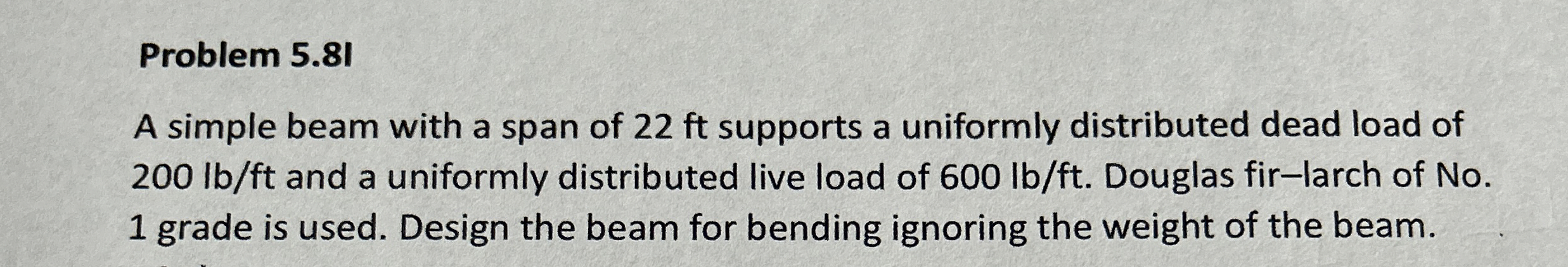 Problem 5 . 8 1 A simple beam with a span of 2 2