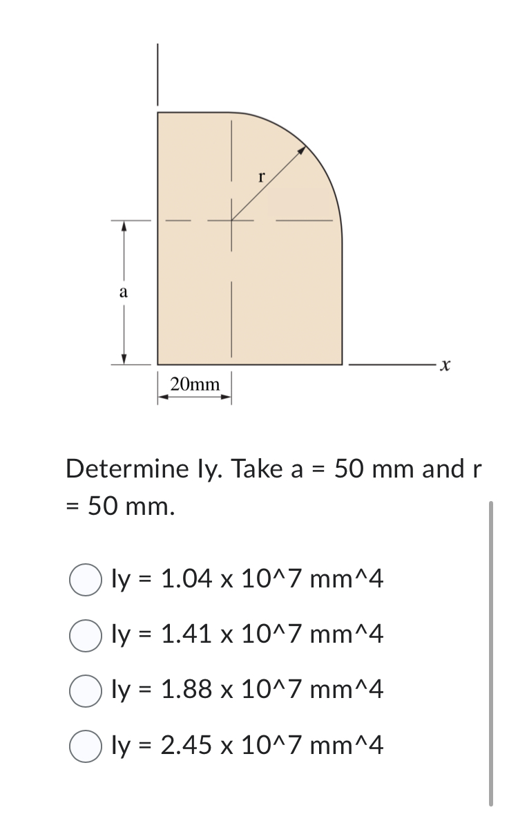 Determine ly . Take a = 5 0 m m and r = 5 0 m m .