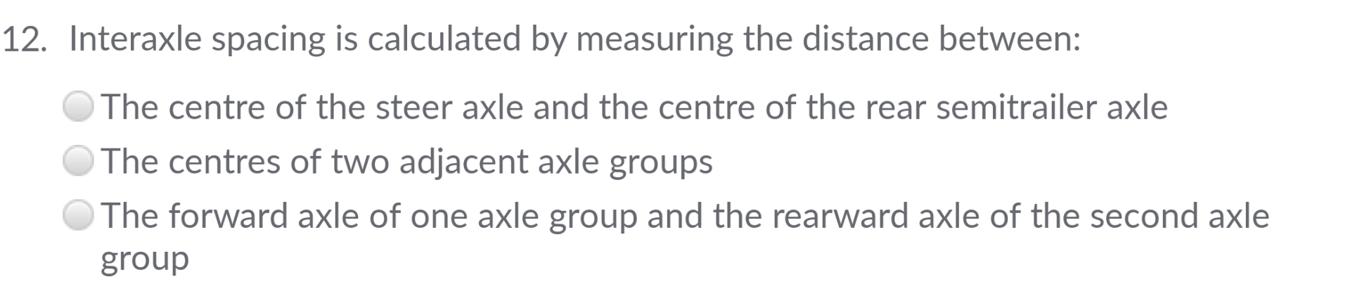 Interaxle spacing is calculated by measuring the